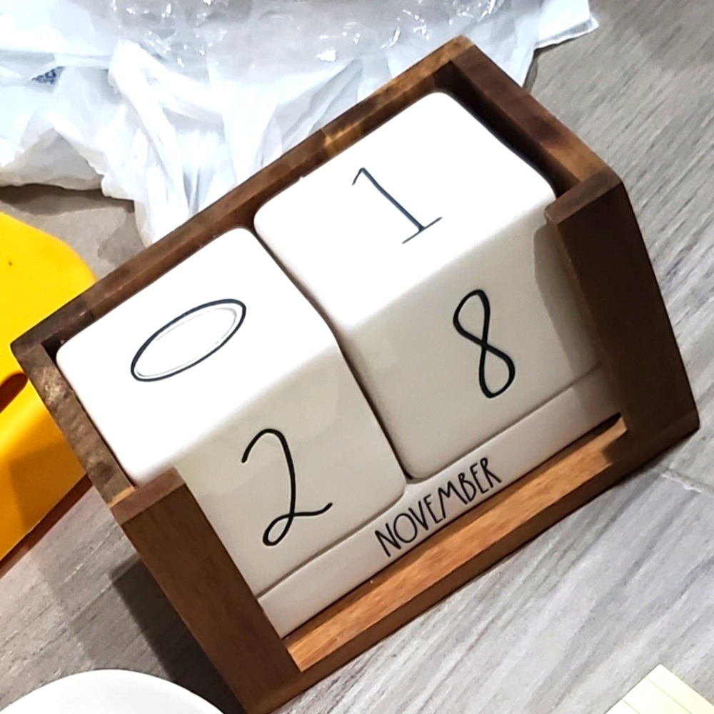 COPY - Rae Dunn Wood Ceramic Block Perpetual Calendar.